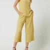 Mango Culotte Aus Krepp Modell 'Leonor' - Senfgelb
