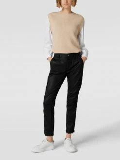 MAC Hose In Leder-Optik Mit Label-Patch Modell 'RICH CARGO COATING' - Schwarz