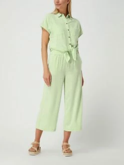 Pieces Culotte Aus Viskose-Leinen-Mix Modell 'Vinsty' - Hellgrün
