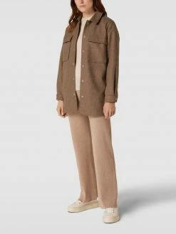 Esprit Flared Hose Mit Rippenstruktur - Taupe Meliert